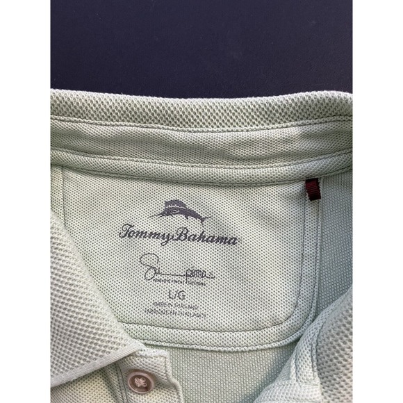 Tommy Bahama Large Adult Polo Shirt Green Short Sleeve Golf Tropical Logo Mens - Picture 2 of 9